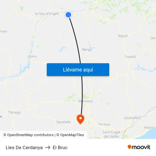 Lles De Cerdanya to El Bruc map