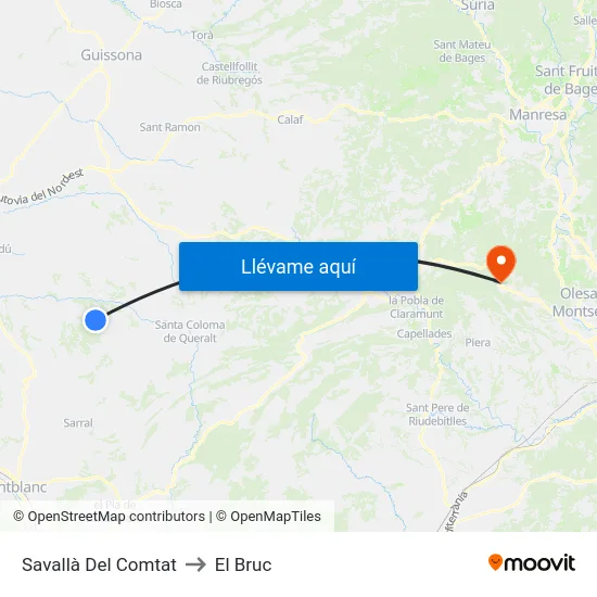Savallà Del Comtat to El Bruc map