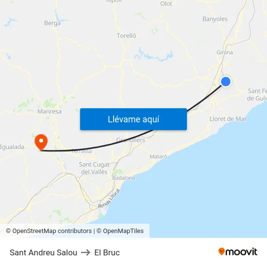 Sant Andreu Salou to El Bruc map