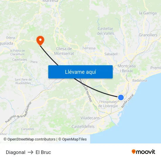 Diagonal to El Bruc map