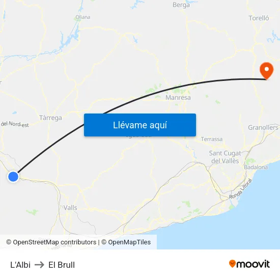 L'Albi to El Brull map