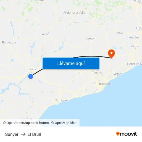 Sunyer to El Brull map