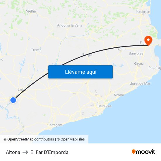 Aitona to El Far D'Empordà map