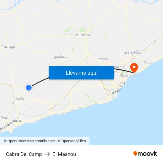 Cabra Del Camp to El Masnou map