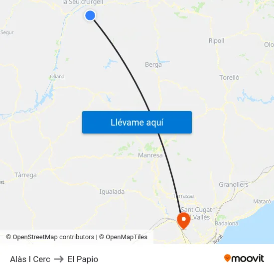 Alàs I Cerc to El Papio map