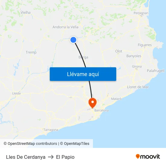 Lles De Cerdanya to El Papio map