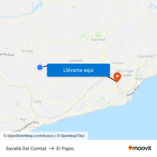 Savallà Del Comtat to El Papio map
