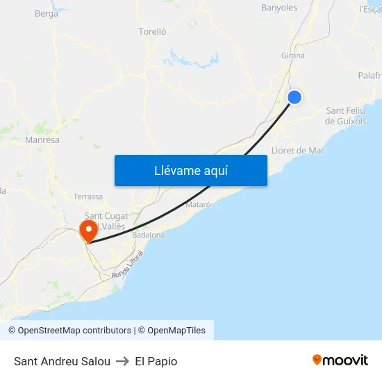 Sant Andreu Salou to El Papio map