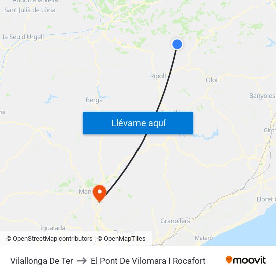 Vilallonga De Ter to El Pont De Vilomara I Rocafort map