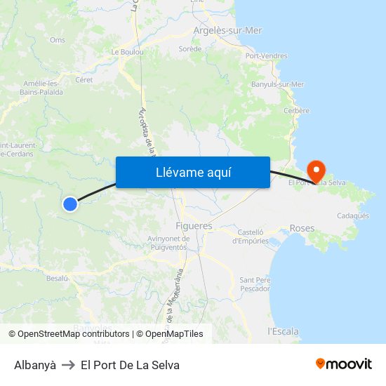 Albanyà to El Port De La Selva map