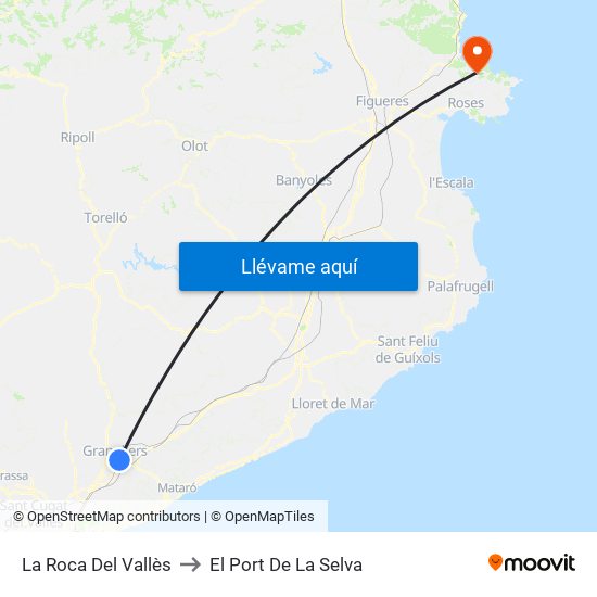 La Roca Del Vallès to El Port De La Selva map