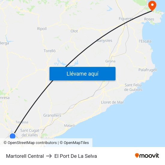Martorell Central to El Port De La Selva map