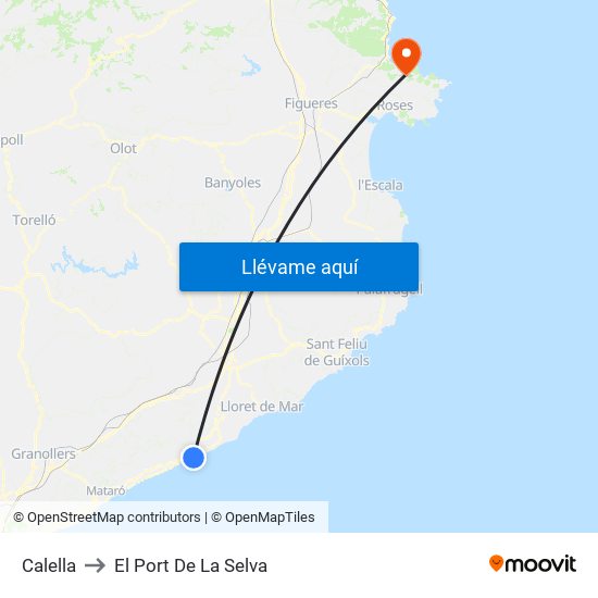 Calella to El Port De La Selva map