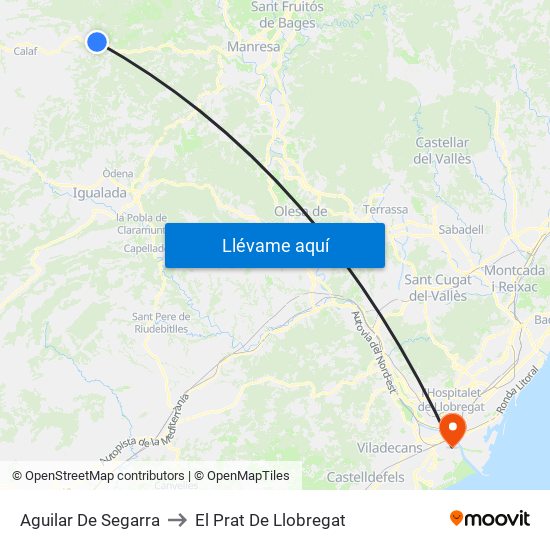Aguilar De Segarra to El Prat De Llobregat map