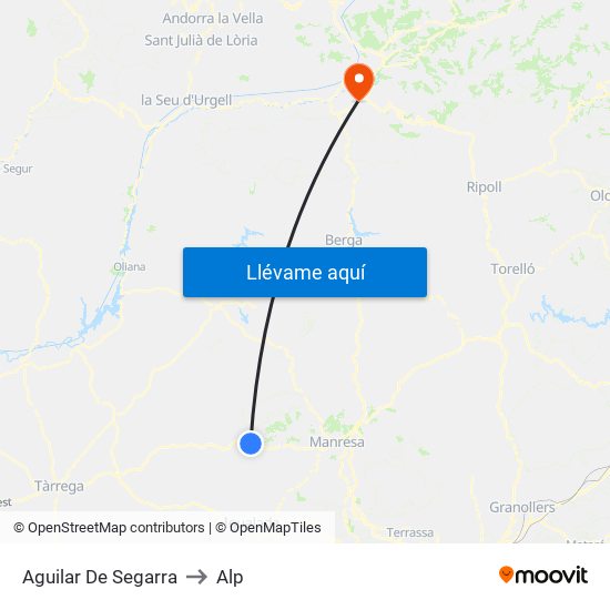 Aguilar De Segarra to Alp map
