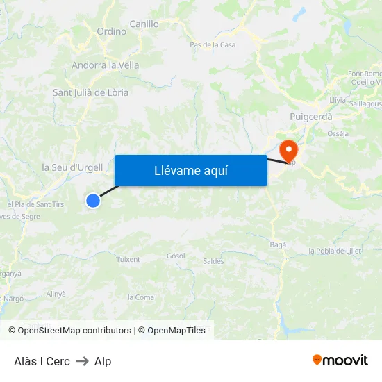 Alàs I Cerc to Alp map