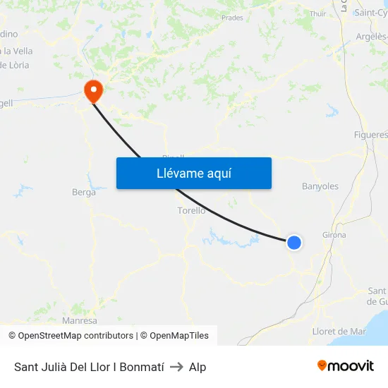 Sant Julià Del Llor I Bonmatí to Alp map