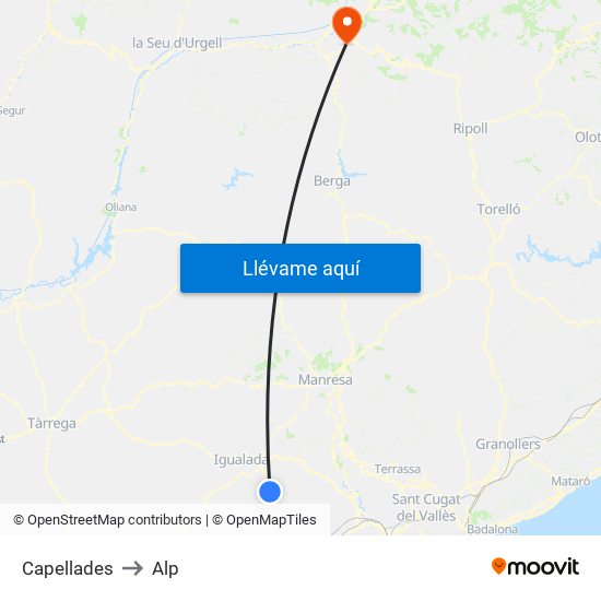 Capellades to Alp map