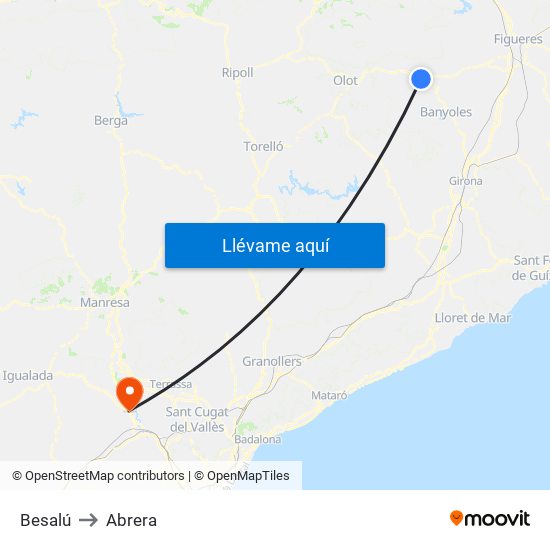 Besalú to Abrera map
