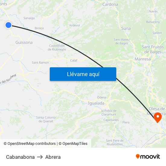 Cabanabona to Abrera map