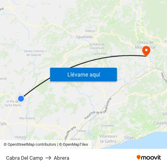 Cabra Del Camp to Abrera map