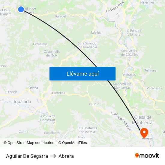 Aguilar De Segarra to Abrera map