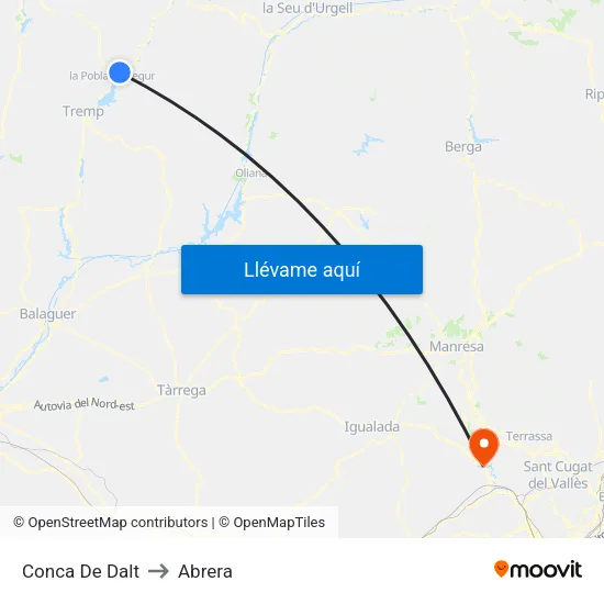 Conca De Dalt to Abrera map