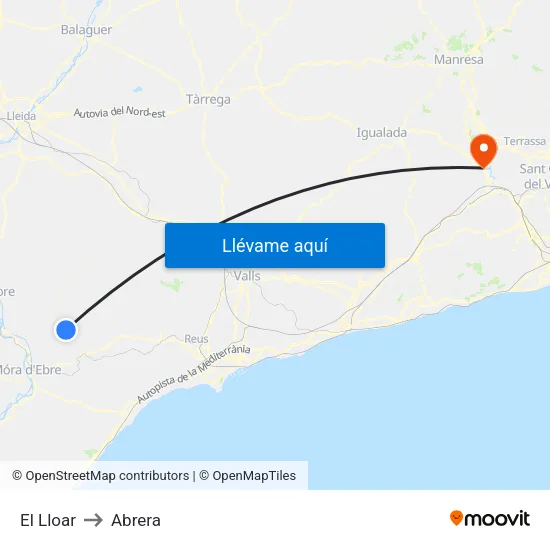 El Lloar to Abrera map