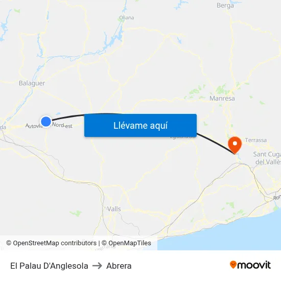 El Palau D'Anglesola to Abrera map