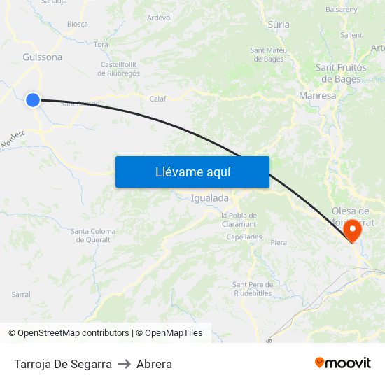 Tarroja De Segarra to Abrera map