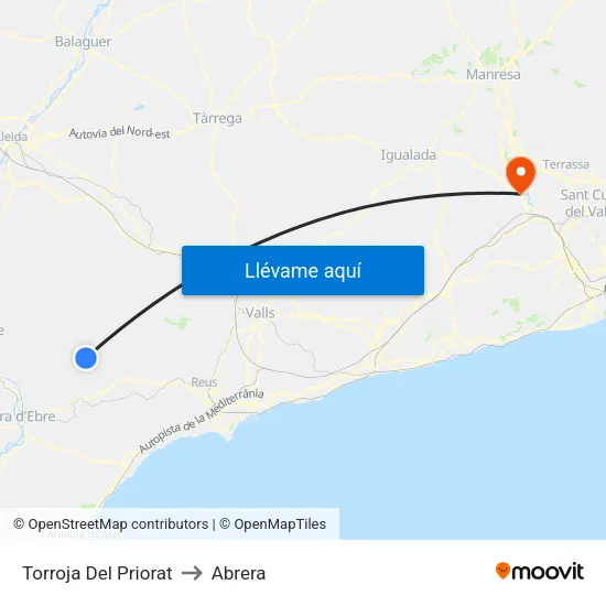 Torroja Del Priorat to Abrera map