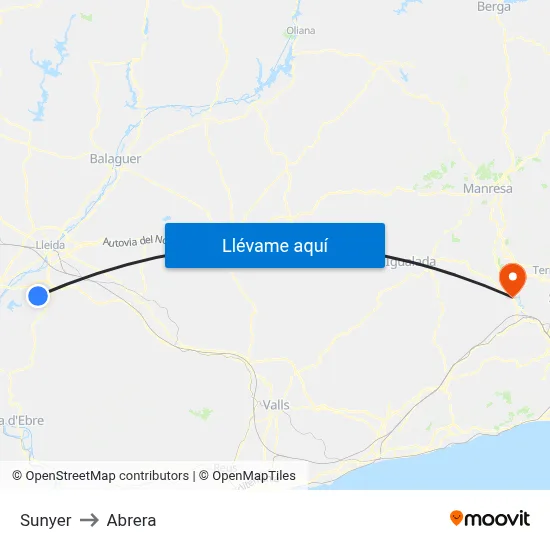 Sunyer to Abrera map