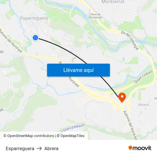 Esparreguera to Abrera map