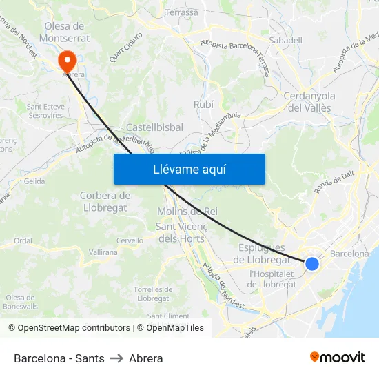 Barcelona - Sants to Abrera map