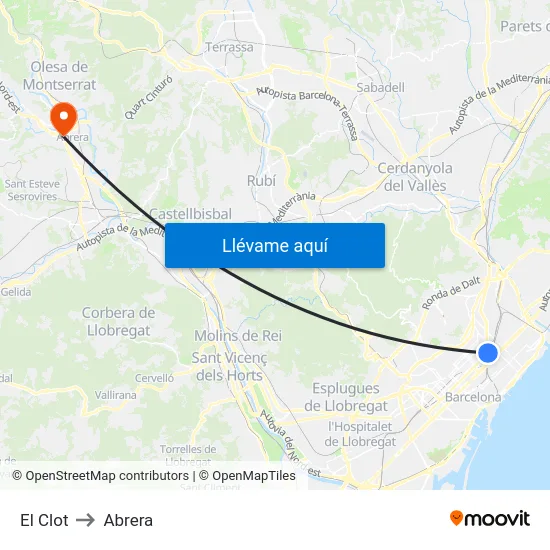 El Clot to Abrera map