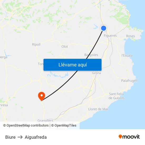 Biure to Aiguafreda map