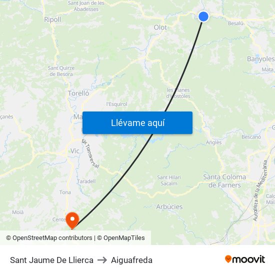 Sant Jaume De Llierca to Aiguafreda map