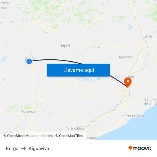 Berga to Aiguaviva map