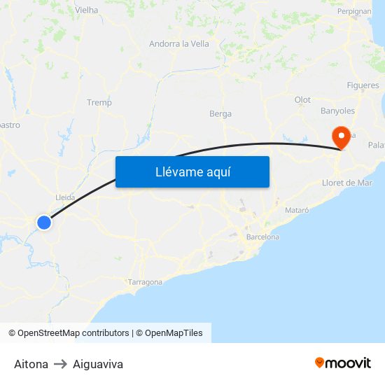 Aitona to Aiguaviva map