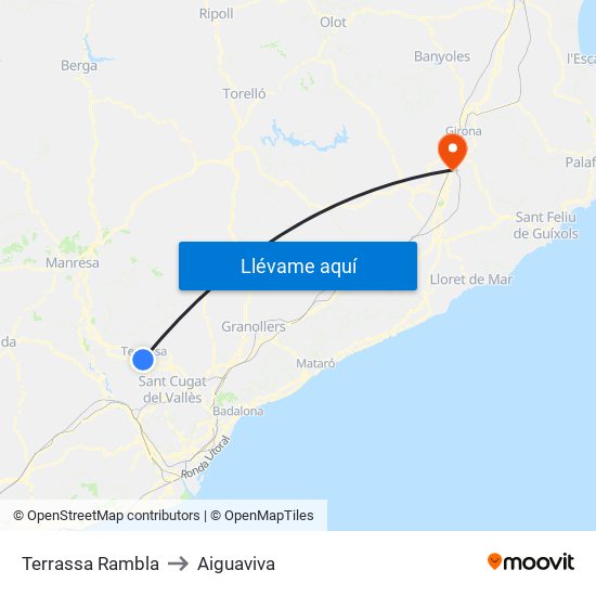 Terrassa Rambla to Aiguaviva map