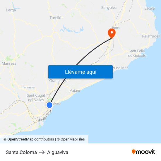 Santa Coloma to Aiguaviva map