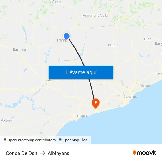 Conca De Dalt to Albinyana map
