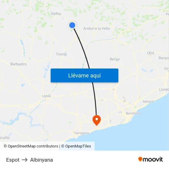 Espot to Albinyana map