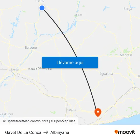 Gavet De La Conca to Albinyana map