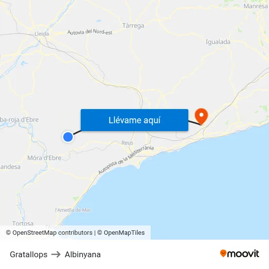 Gratallops to Albinyana map