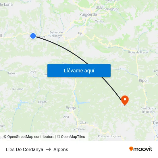 Lles De Cerdanya to Alpens map