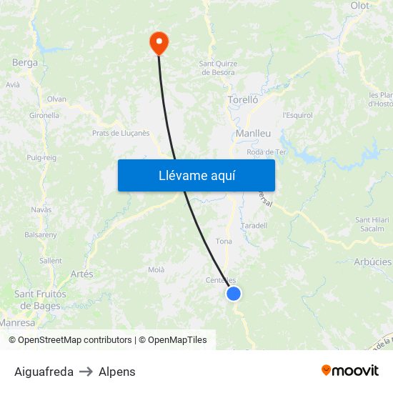 Aiguafreda to Aiguafreda map