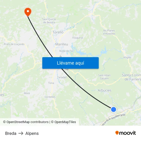 Breda to Alpens map