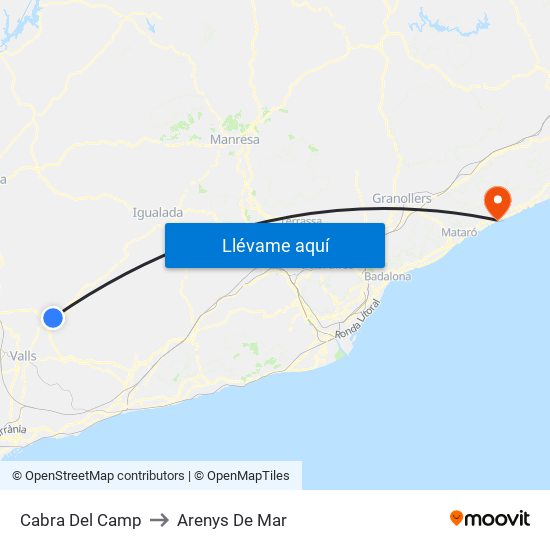 Cabra Del Camp to Arenys De Mar map