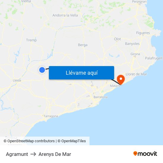 Agramunt to Arenys De Mar map